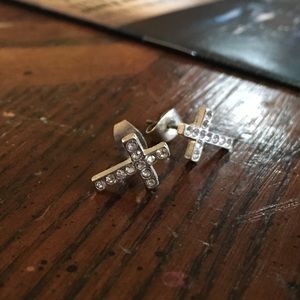 Diamond cross earrings